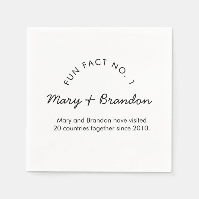 Minimalist Modern Typography Fun Fact Wedding Napkin (Front)
