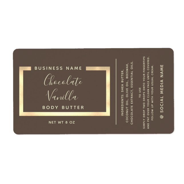 Minimalist modern typography gold frame label (Front)