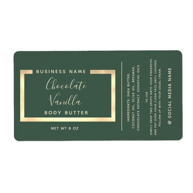 Minimalist modern typography gold frame label (Front)