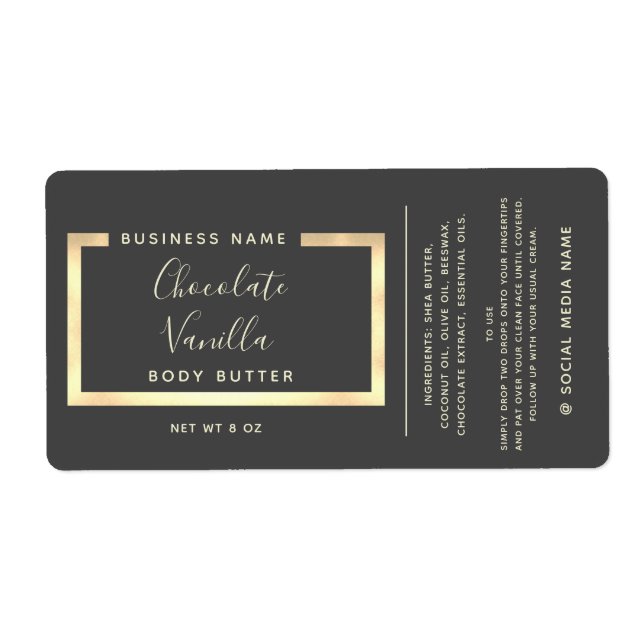 Minimalist modern typography gold frame label (Front)