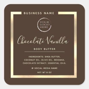 Minimalist modern typography  gold frame logo square sticker