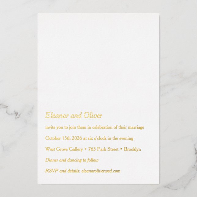 Minimalist Modern Typography Photo QR Wedding Gold (Front)