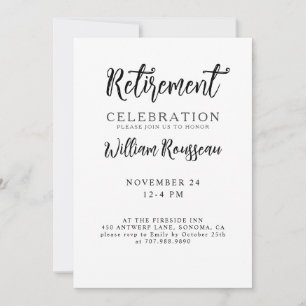 Minimalist Modern Typography Retirement Party  Inv Invitation