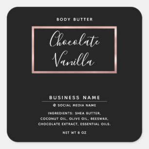 Minimalist modern typography rose gold frame squa square sticker