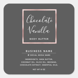 Minimalist modern typography rose gold frame  square sticker