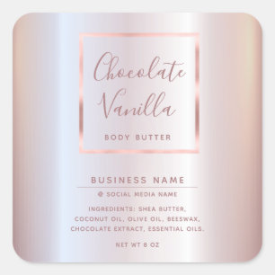 Minimalist modern typography rose gold frame  square sticker