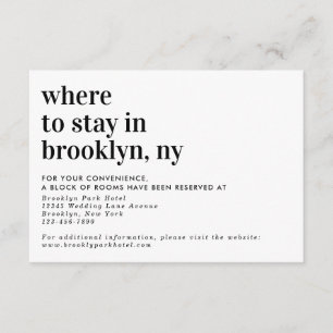 Minimalist Modern Typography Wedding Accommodation Enclosure Card