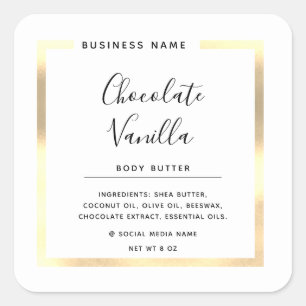 Minimalist modern typography white gold frame square sticker