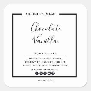 Minimalist modern typography white product square sticker