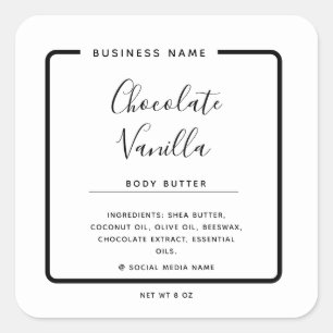 Minimalist modern typography white product  square sticker
