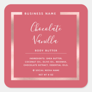 Minimalist modern typographyrose gold frame square sticker