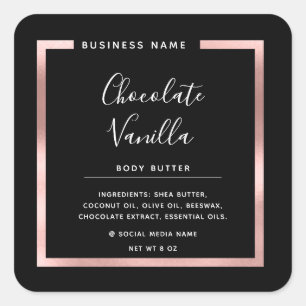 Minimalist modern typographyrose gold frame square sticker