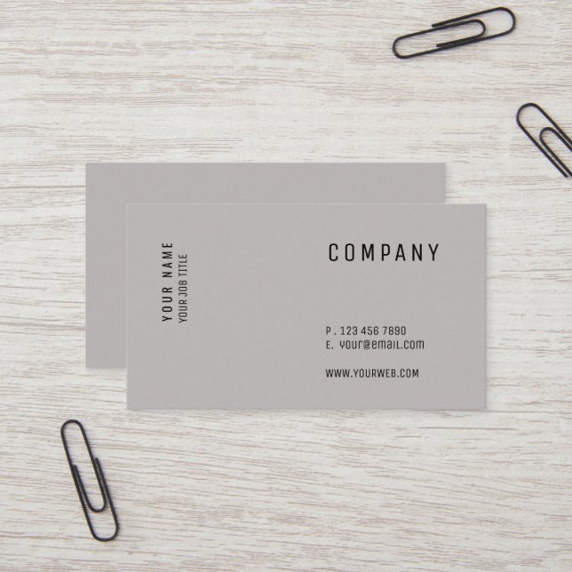Minimalist Modern Versatile Grey Business Card (Front/Back In Situ)