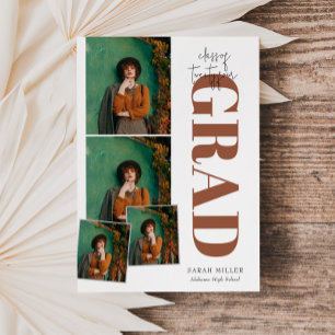 Minimalist Modern Vertical 5 Photo Graduation Invitation