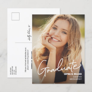Minimalist Modern Vertical Photo Graduation Announcement Postcard