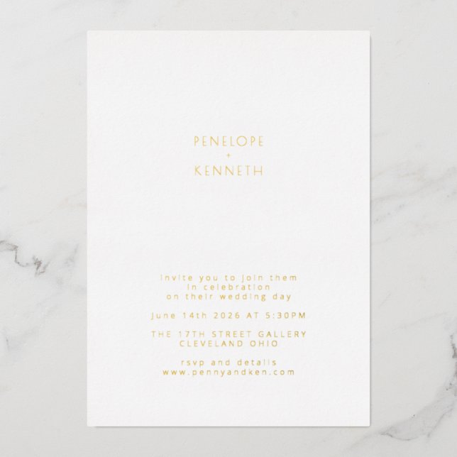 Minimalist Modern Vintage Elegant Wedding Gold  (Front)