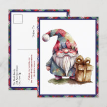 Minimalist Modern Watercolor Gnome Christmas