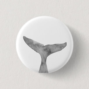 Minimalist Modern Watercolor Whale Fluke 1 Inch Round Button