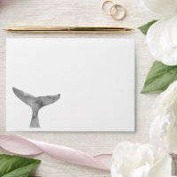 Minimalist Modern Watercolor Whale Fluke