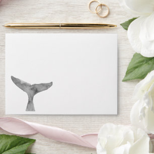 Minimalist Modern Watercolor Whale Fluke  Envelope