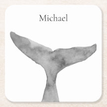 Minimalist Modern Watercolor Whale Fluke