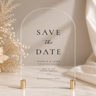 Minimalist Modern Wedding Acrylic Save The Date Invitations