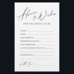 Minimalist modern wedding advice & wishes card<br><div class="desc">These advice & wishes cards are sweet keepsakes for the bride and couple,  feature stylish modern script and text,  simple and clean. Great activity for bridal shower,  and wedding parties. 
See all the bridal shower games in collection.</div>