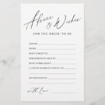 Minimalist modern wedding advice & wishes card<br><div class="desc">These advice & wishes cards are sweet keepsakes for the bride and couple,  feature stylish modern script and text,  simple and clean. Great activity for bridal shower,  and wedding parties. 
See all the bridal shower games in collection.</div>