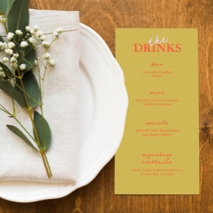 Minimalist Modern Wedding Bar Menu Drink Menu