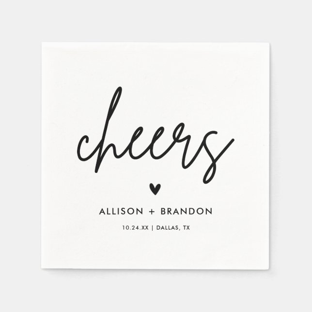Minimalist Modern Wedding Cheers Napkins (Front)