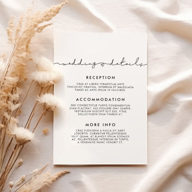Minimalist modern wedding guest information card (Creator Uploaded)