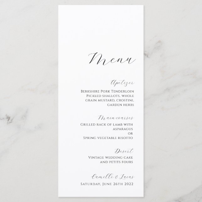 Minimalist Modern Wedding Menu (Front)