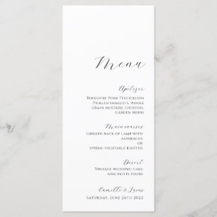 Minimalist Modern Wedding Menu