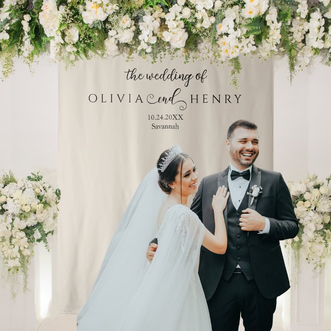 Minimalist Modern  Wedding Photo Backdrop Tapestry (Creator Uploaded)