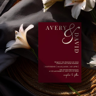 Minimalist Modern Wedding Red Photo Invitation