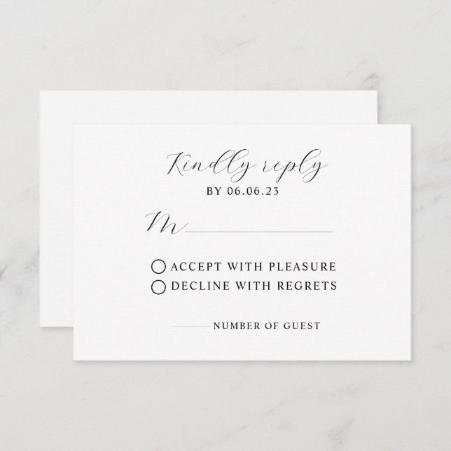 Minimalist Modern Wedding RSVP Card (Front/Back)