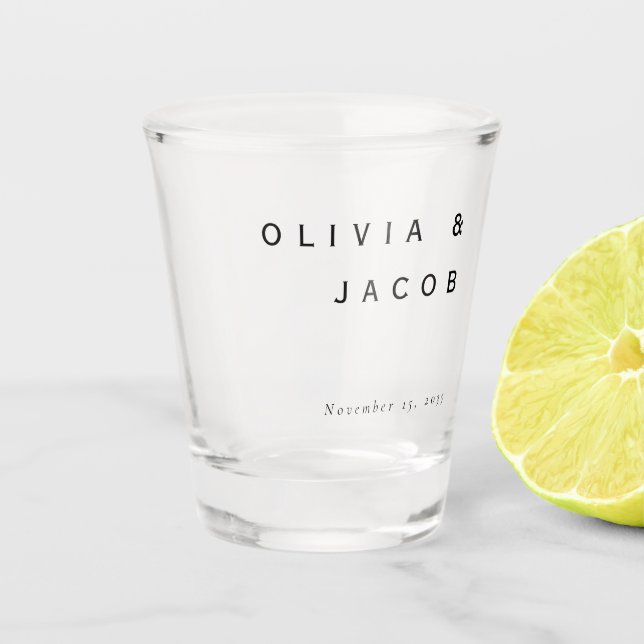 Minimalist Modern Wedding Shot Glass (Front)