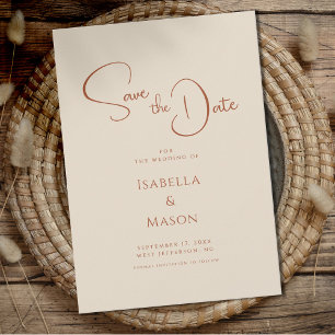 Minimalist Modern Wedding Terracotta Save The Date