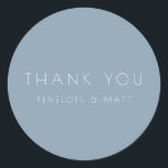 Minimalist Modern Wedding Thank You Dusty Blue Classic Round Sticker<br><div class="desc">Minimalist Modern Wedding Thank You Classic Round Sticker in Dusty Blue</div>
