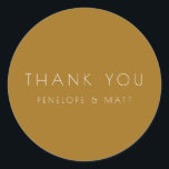 Minimalist Modern Wedding Thank You Gold Ochre Classic Round Sticker<br><div class="desc">Minimalist Modern Wedding Thank You Classic Round Sticker in Gold Ochre</div>