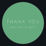 Minimalist Modern Wedding Thank You Kelly Green Classic Round Sticker<br><div class="desc">Minimalist Modern Wedding Thank You Classic Round Sticker in Kelly Green</div>