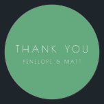 Minimalist Modern Wedding Thank You Kelly Green Classic Round Sticker<br><div class="desc">Minimalist Modern Wedding Thank You Classic Round Sticker in Kelly Green</div>