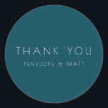 Minimalist Modern Wedding Thank You Teal Classic Round Sticker<br><div class="desc">Minimalist Modern Wedding Thank You Classic Round Sticker in Teal</div>