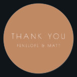 Minimalist Modern Wedding Thank You Terracotta Classic Round Sticker<br><div class="desc">Minimalist Modern Wedding Thank You Classic Round Sticker in Terracotta</div>