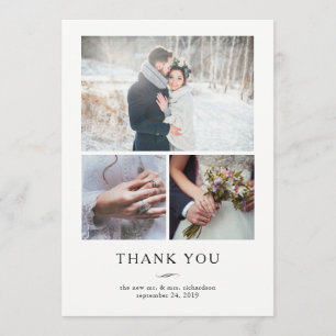 Minimalist Modern Wedding Thank You   Three Photos Card