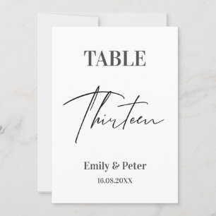 Minimalist Modern WEDDING THIRTEEN Table Number
