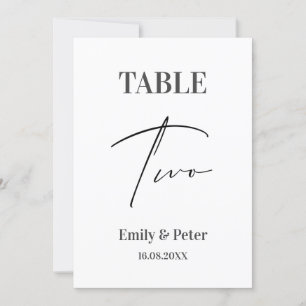 Minimalist Modern WEDDING Two Table Number Card