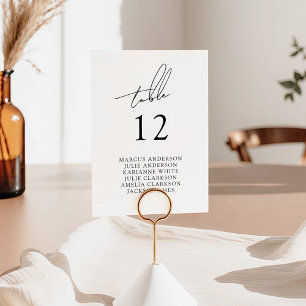 Minimalist Modern & Whimsical Script Table Number