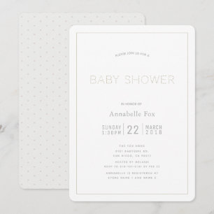 Minimalist Modern White Baby Shower Invitation