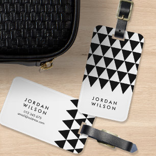 Minimalist Modern White Black Triangle Luggage Tag